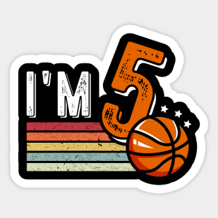 5th Birthday Basketball Sticker